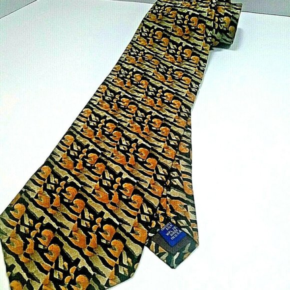 Mens Neck Tie Fall Season Colors Imported 100%Silk - Picture 2 of 5
